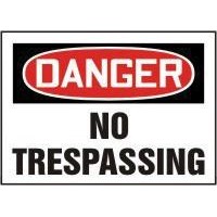 Accuform Signs MADM076VS Accuform Signs 10\" X 14\" Red, Black And White Adhesive Vinyl Value Admittance Sign \"Danger No Trespassi